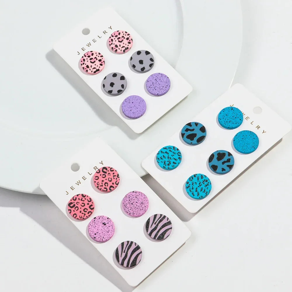 3Pairs/set Colorful Acrylic Earrings - Piña Colada