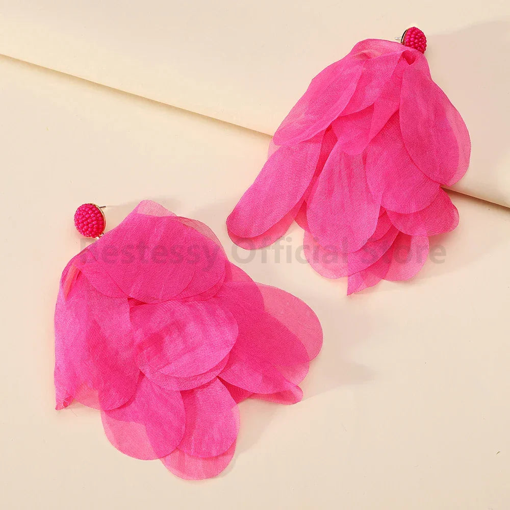 Boho Multicolor Cotton Flower Earrings - Piña Colada