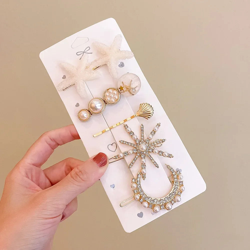 Set Metal Rhinestones Hair Clip - Piña Colada