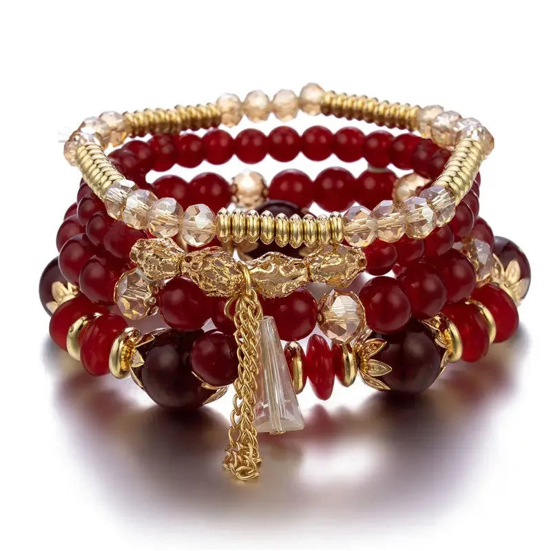4Pcs New Tassel Charm Beads Bracelet - Piña Colada