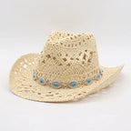 Summer Bohemian Shell Straw Hat - Piña Colada