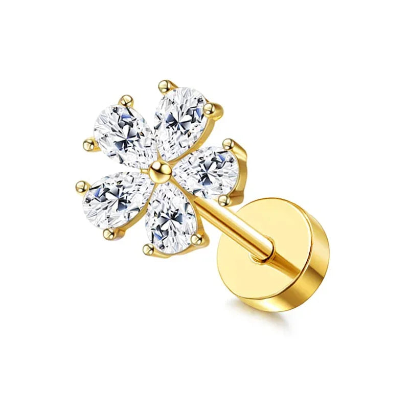 Moon-Shaped Screw-Back Stud Earring - Piña Colada