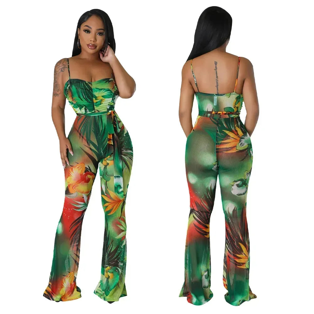 Floral Bodycon Jumpsuit - Piña Colada