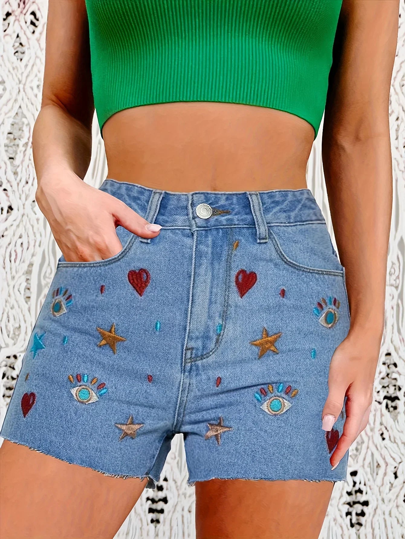 Street Style Blue Denim Shorts - Piña Colada