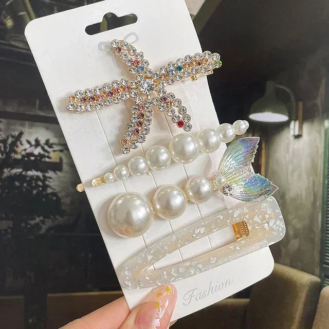 Flower Pearl Hair Clip - Piña Colada
