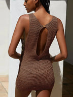 One Neck Cut Out Circle Beach Mini Dress - Piña Colada