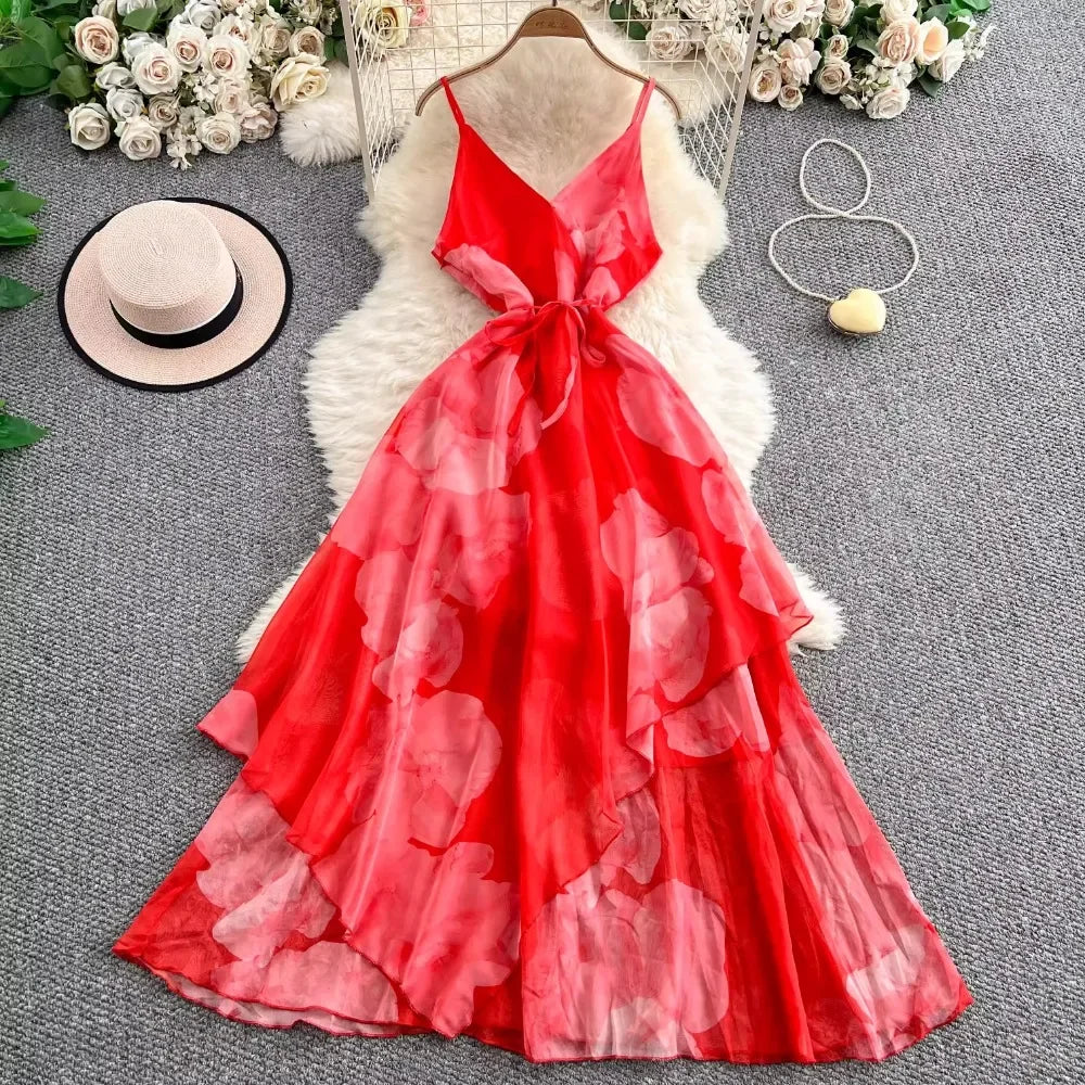 Boho Backless Printed Midi Dress - Piña Colada