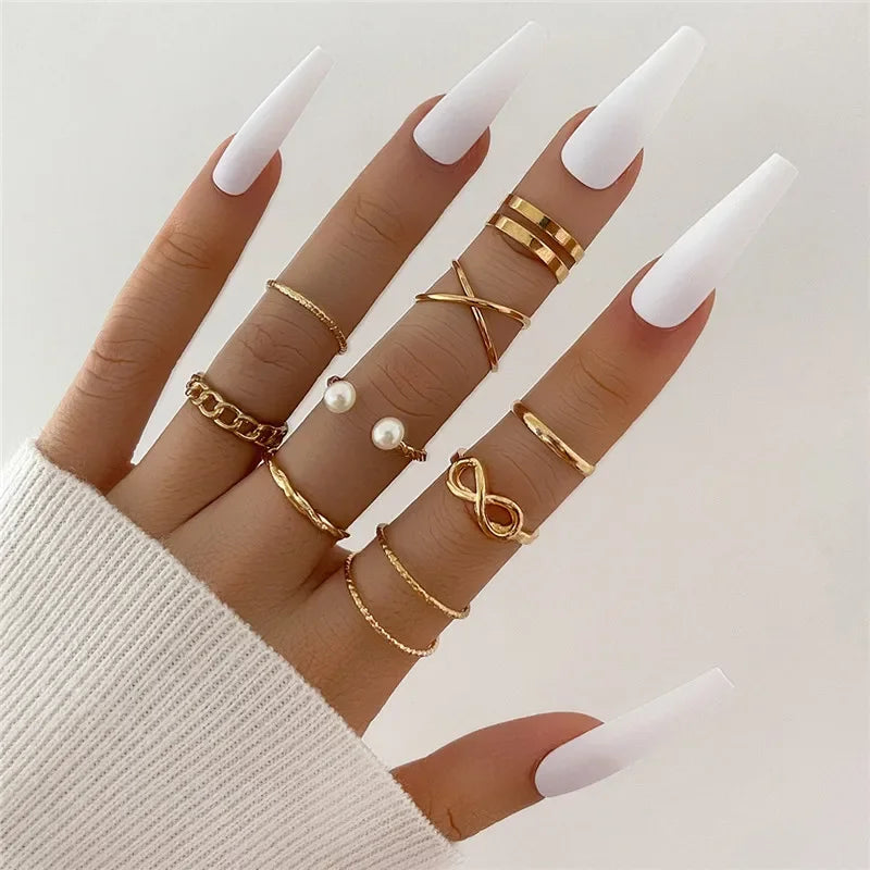 Boho Zircon Rings Set - Piña Colada