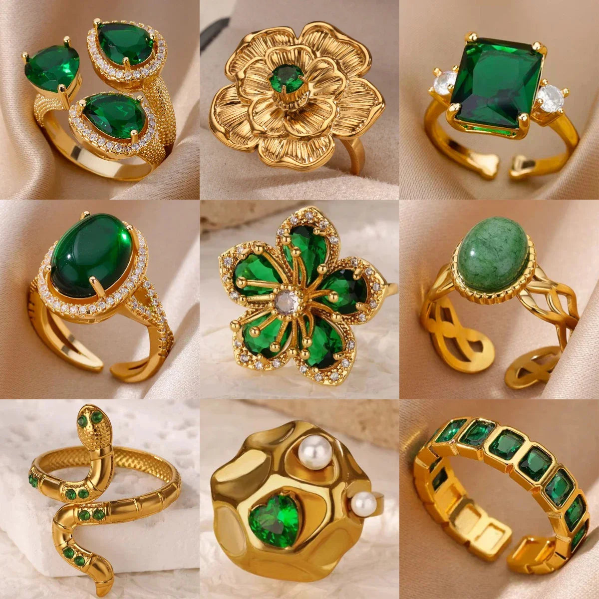 Stainless Steel Green Zircon - Piña Colada