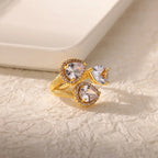 Rings Gold Plated Colorful Stone - Piña Colada