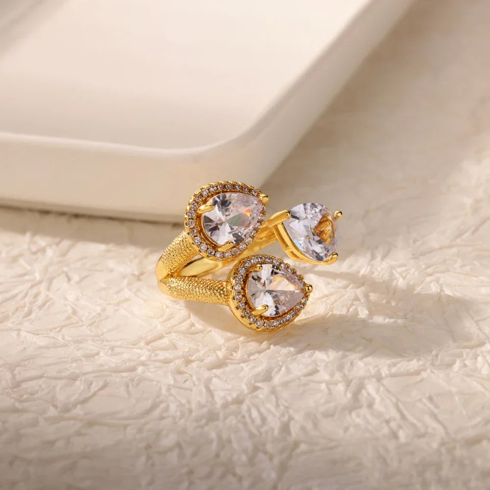 Rings Gold Plated Colorful Stone - Piña Colada