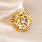 Gradient Zircon 18K Gold-Plated Open Ring - Piña Colada