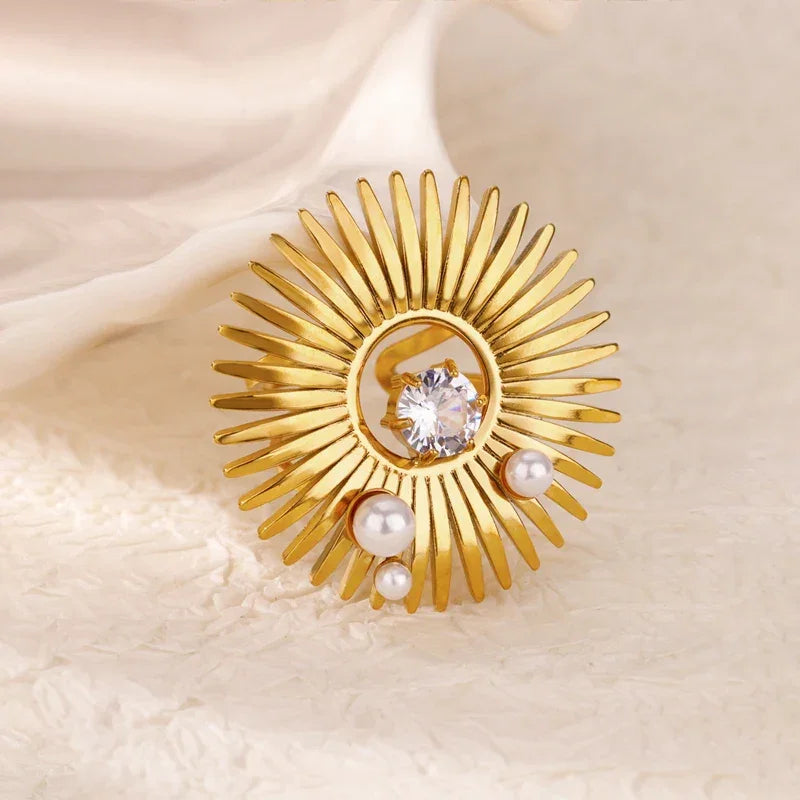Gradient Zircon 18K Gold-Plated Open Ring - Piña Colada
