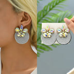 Vintage Rhinestone Round Drop Earrings - Piña Colada