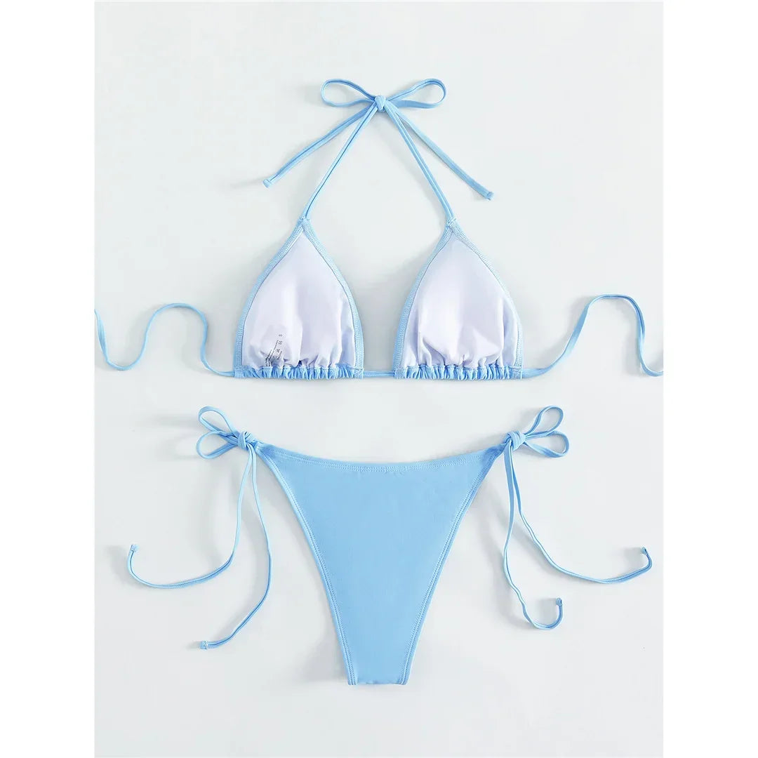 Diamond Rhinestones Halter Bikini - Piña Colada