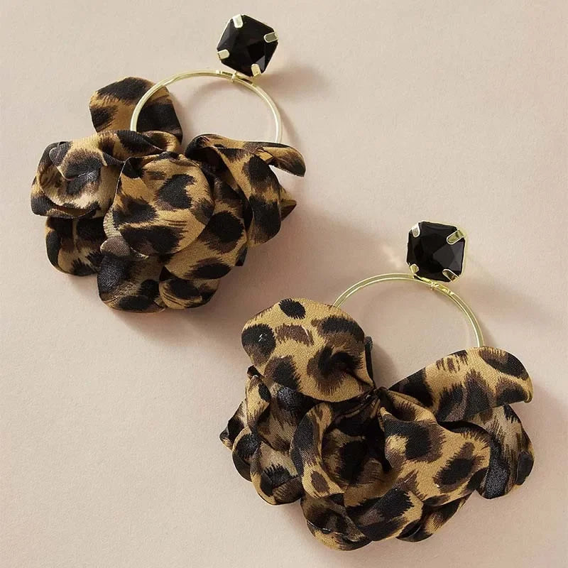 Retro Leopard Earrings - Piña Colada