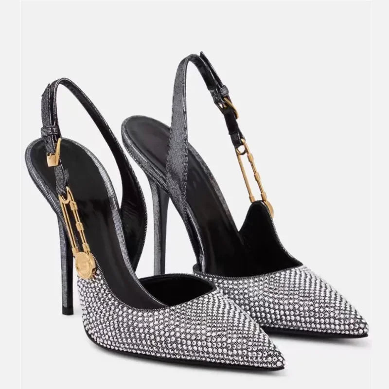 Satin Slingback Heels – Elegant 9.6cm Pointed Toe Pumps - Piña Colada