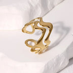 Stainless Steel Irregular Wave Ring - Piña Colada