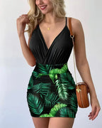 2-Piece Sets V-neck Print Short - Piña Colada