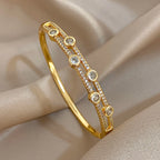 Gold Double Layer Rhinestone Bangle