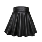 Pleated Faux Leather Knee-Length Skirt – Streetwear Style - Piña Colada