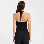 Women'S Solid Color Hanging Neck Tie Hollow Out Metal Ring Strapless - Piña Colada
