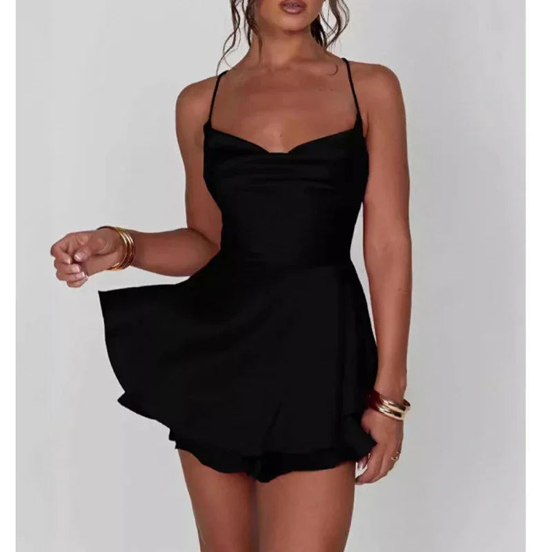 Summer Dress Sleeveless Satin Mini - Piña Colada