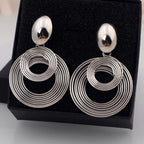 Bold Geometric Circle Drop Earrings - Piña Colada