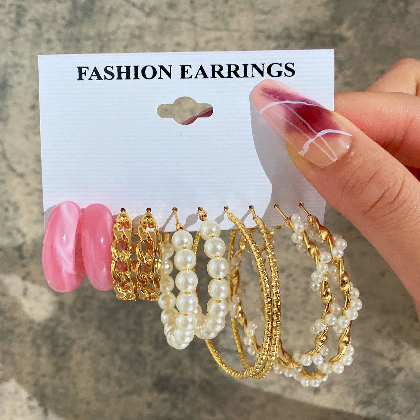 Vintage Pearl Circle Hoop Earring - Piña Colada