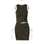 Dulzura Hollow Out Knit Mini Dress – Autumn High Street Look - Piña Colada
