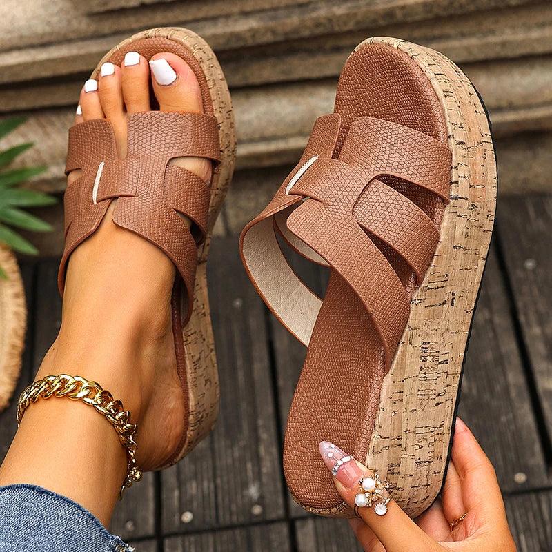 Chunky Wedge Platform Sandals – Summer Comfort Style - Piña Colada