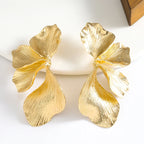Elegant Gold Irregular Geometric Flower Drop Earrings – Vintage Statement Jewelry for Women - Piña Colada