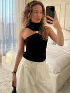 Fashion Metal Ring Tank Top - Piña Colada