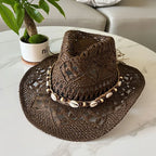 Summer Bohemian Shell Straw Hat - Piña Colada