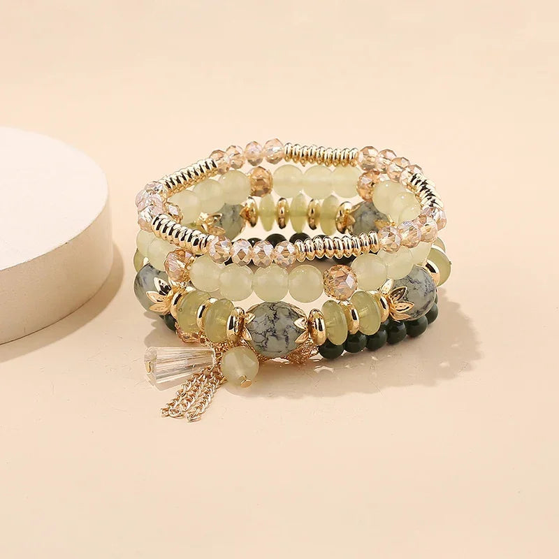 4Pcs New Tassel Charm Beads Bracelet - Piña Colada