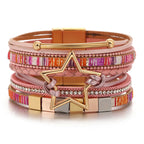 Hollow Star Weave Leather Bracelet - Piña Colada