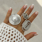 Unique Exaggerated Large Petal Flower Rings - Piña Colada