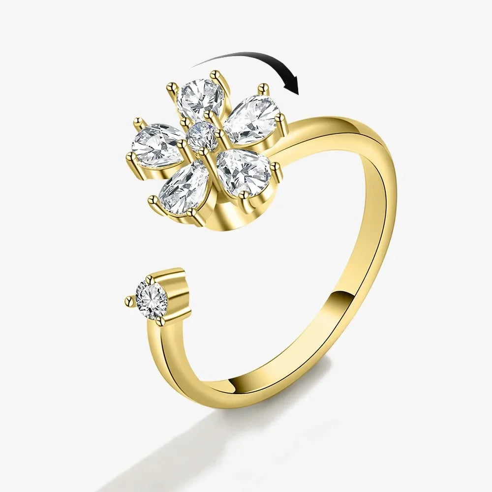 Spinner Ring Crystal Flower - Piña Colada