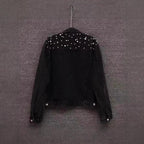 Pearl Beaded Denim Jacket - Piña Colada