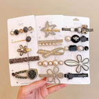 Set Metal Rhinestones Hair Clip - Piña Colada