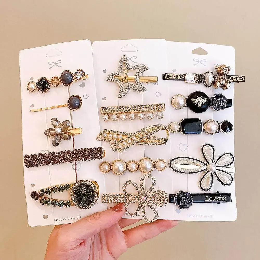 Set Metal Rhinestones Hair Clip - Piña Colada