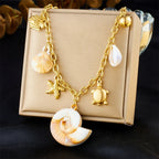 Stainless Steel Pearl Necklace - Piña Colada
