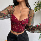 Mesh Long Sleeve Corset - Piña Colada