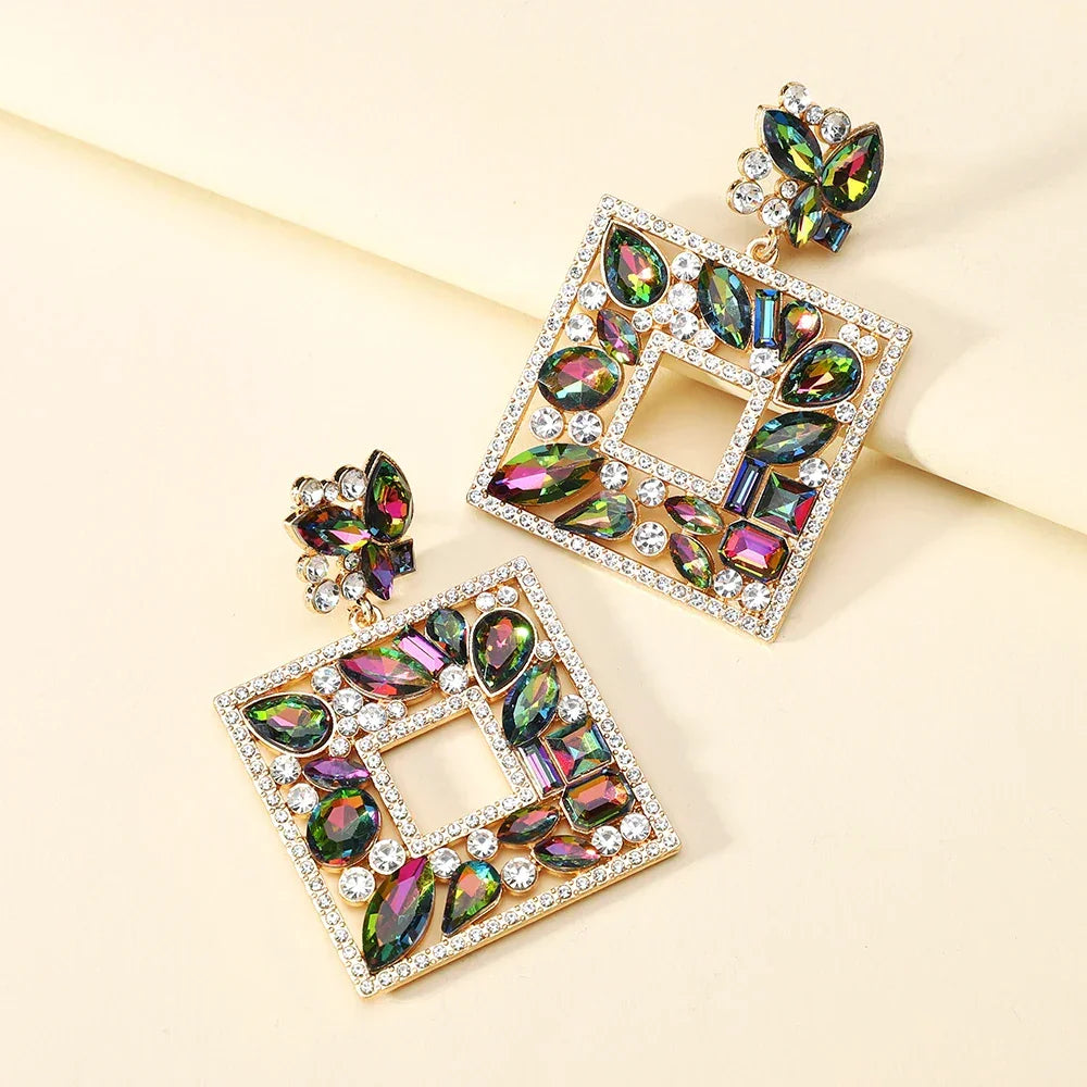 Colorful Crystal Earrings - Piña Colada