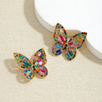 Colorful Crystal Butterfly Stud Earrings - Piña Colada