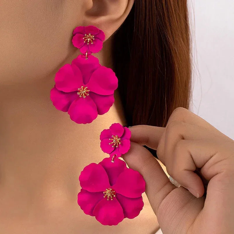 Flower Drop Earrings - Piña Colada