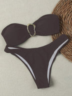 Flower Strapless Bikini Set - Piña Colada