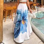 Floral Print A-Line Half Body Skirt - Piña Colada