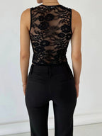 Hirigin Velvet Lace Tank Top – Sheer Elegance for Any Season - Piña Colada