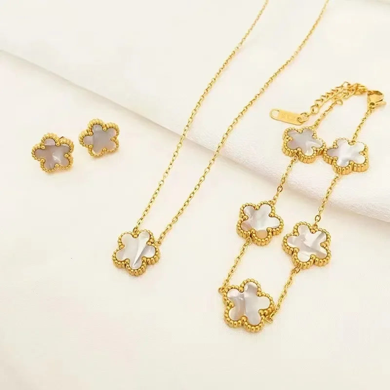 Flower Stainless Steel Jewelry Set for Women - Piña Colada